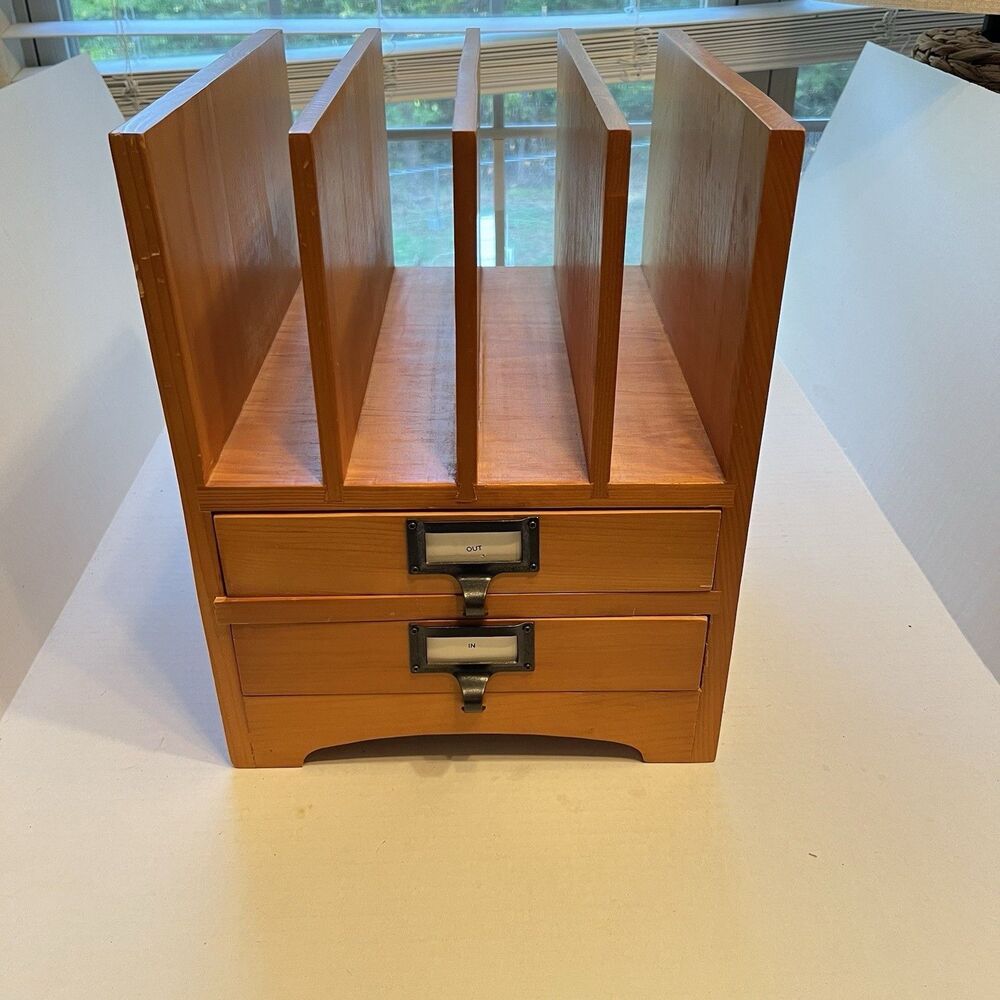 Vintage wooden office stationery storage organizer File Drawers